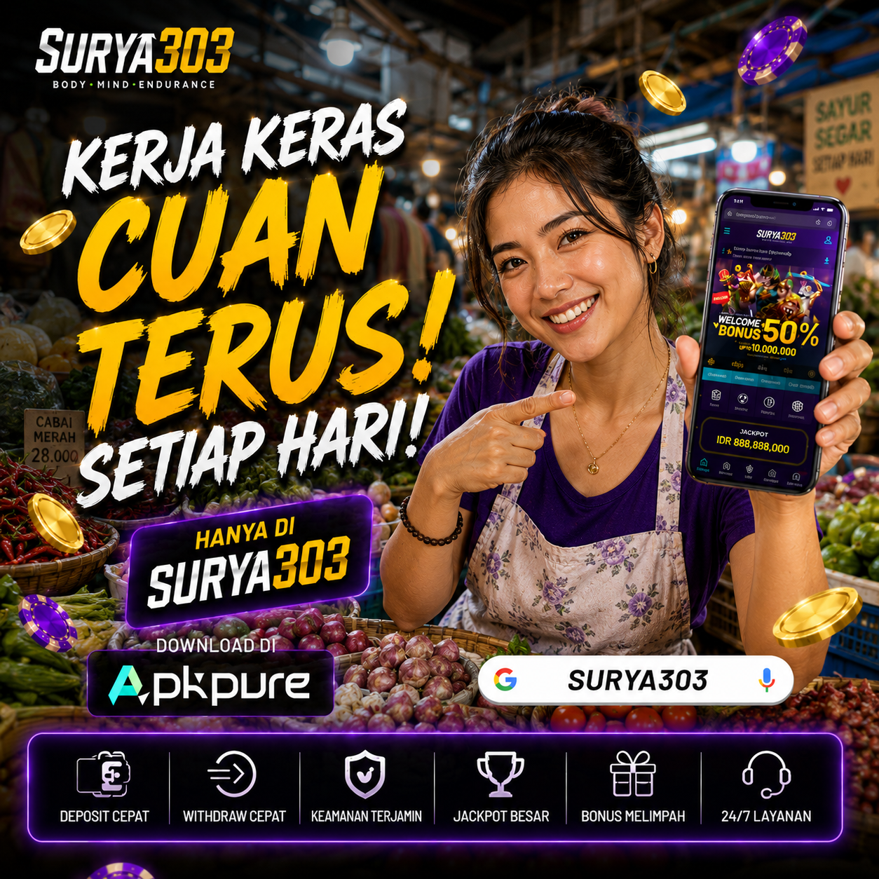 Banner SURYA303 kerja keras cuan terus setiap hari
